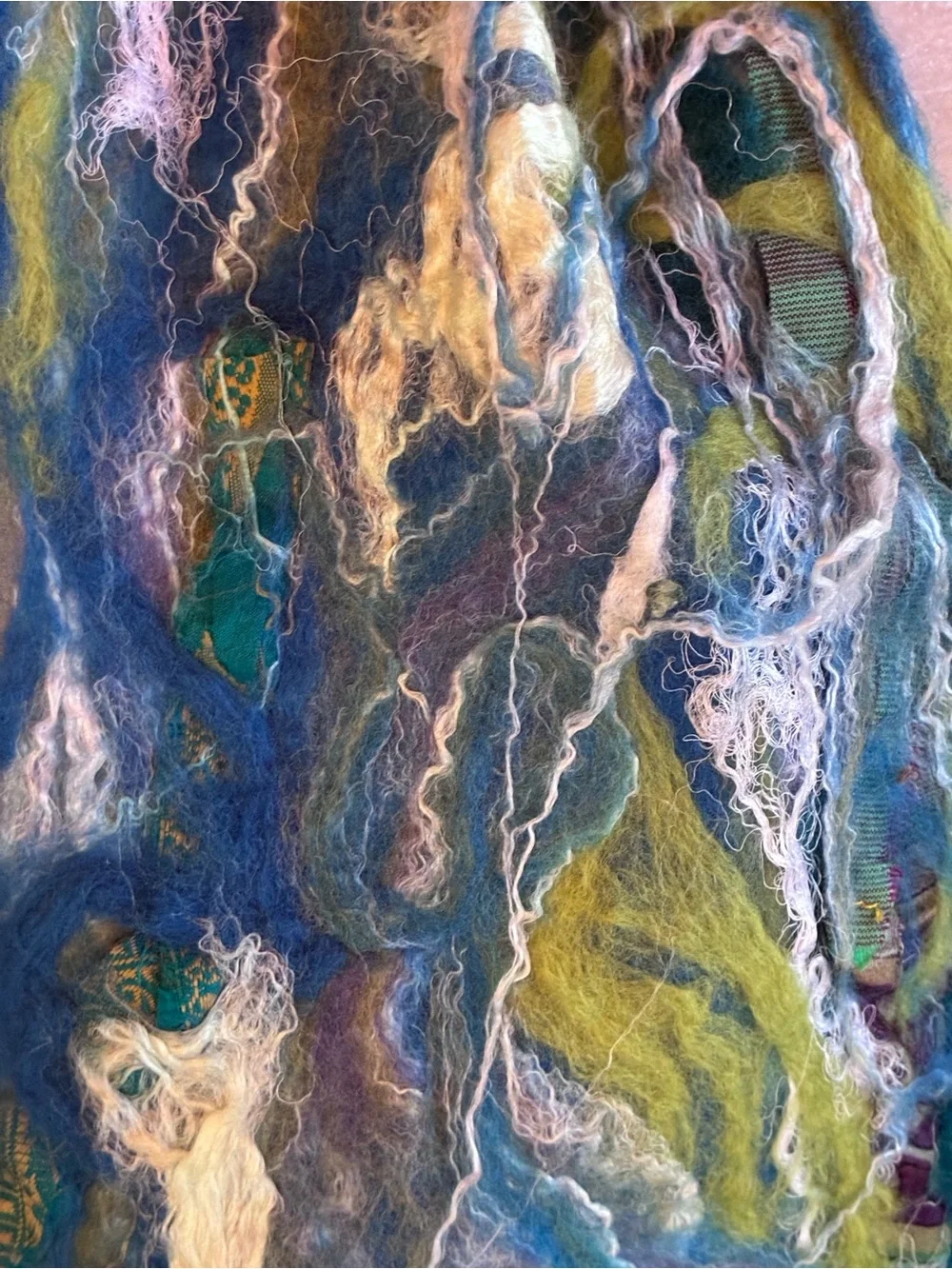 Handmade By Seller Blue Green wet Felted Wool Scarf